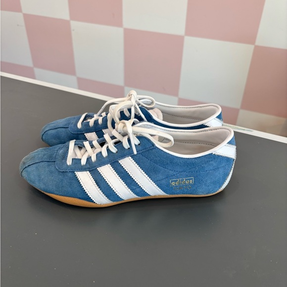 Adidas Tokyo Blue and White Suede Sneakers - Picture 1 of 5